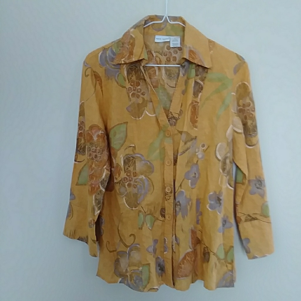 Harve Benard women ladies blouse top Sz L Floral l
